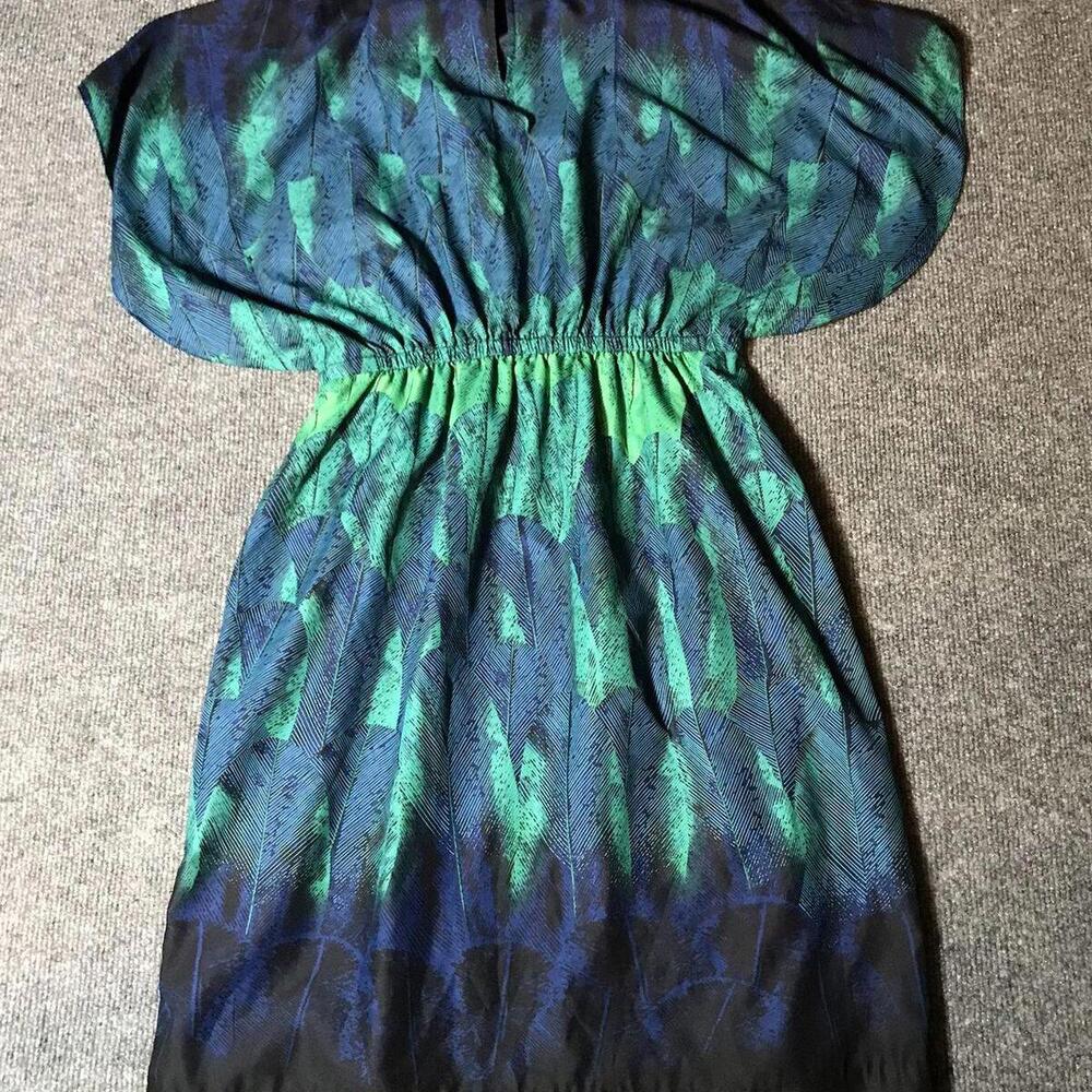 New York & Company Blue Print Dress Mid sleeves w balloon Size XS